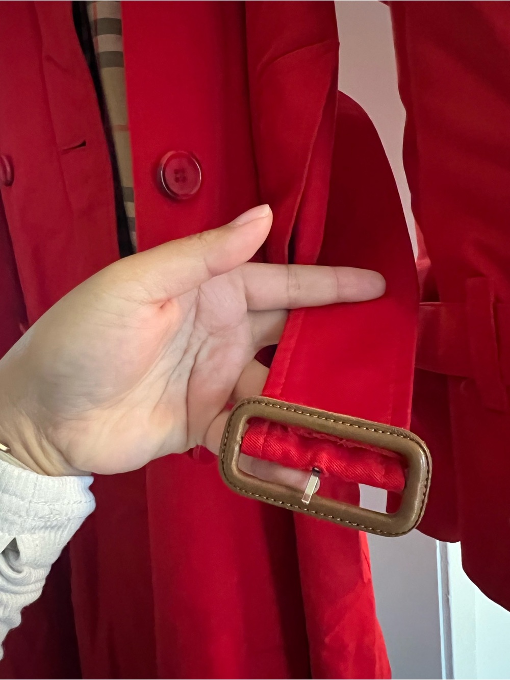 Burberry Red Double-Breasted Trench Coat - Picture 4 of 7